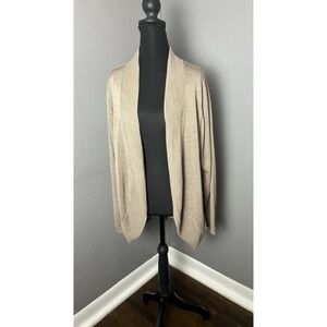 Coldwater Creek Wool Open Knit Cardigan Sweater Womens Size‎ 2X Light Beige Tan